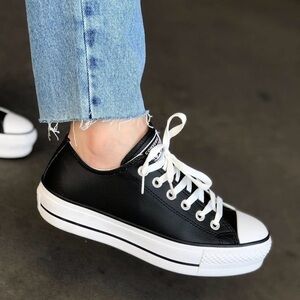 Converse Leather Platform Sneakers